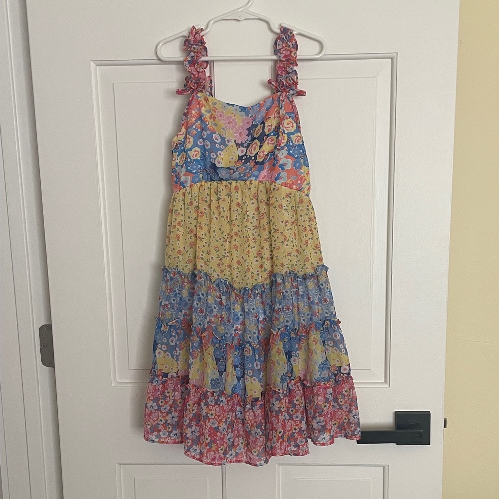 Jona Michelle Colorful Floral Tiered Dress